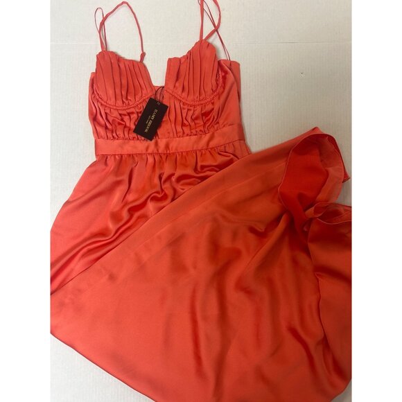 RAMY BROOK Becky Plunge Neck Satin Gown Guava Size 4 NWT $645 - Picture 7 of 7